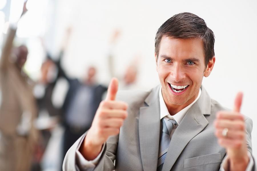 man thumbs up to an improved business phone image
