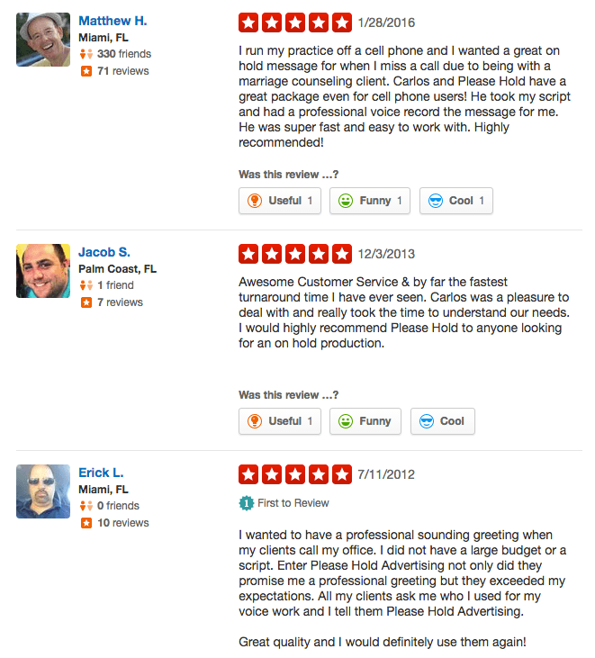 Yelp reviews for Please Hold Advertising